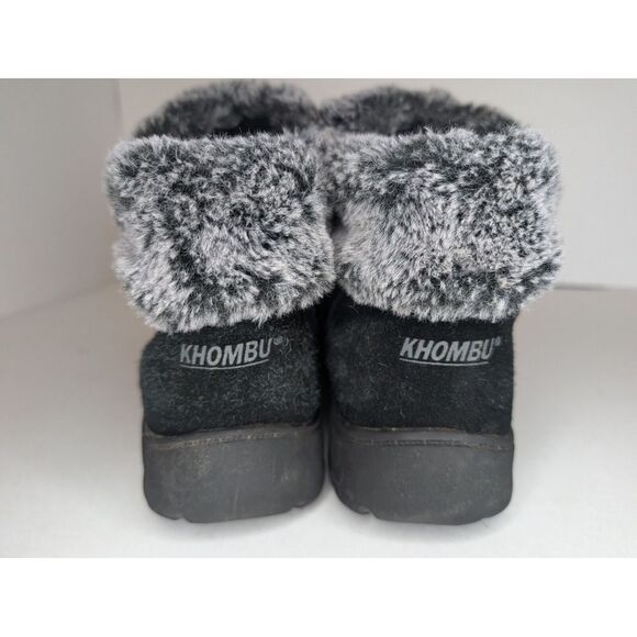 Khombu Jessica Women's Faux Fur Lined Suede Ankle Boots in Black Size 98 - Picture 4 of 8